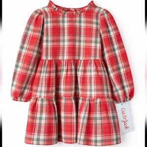 NWT Cat & Jack Red Plaid Long Sleeve Tiered Dress | Size 2T